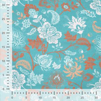 Viskose Voile Ibiza, Paisley Blumen Tiffany, Mint